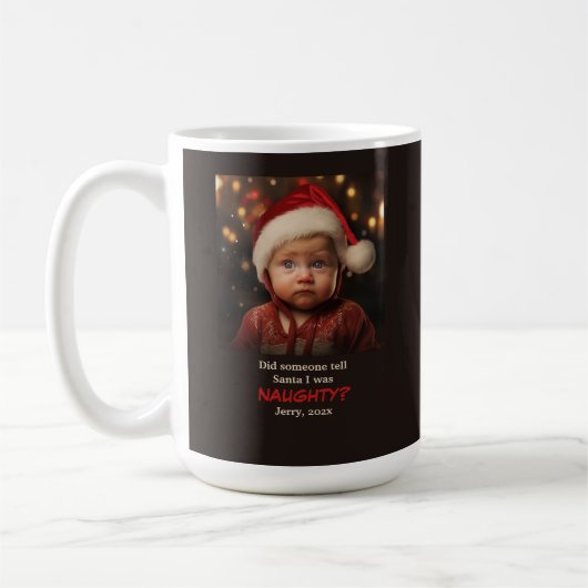 Little Boy Naughty List Weihnachtsfest Foto Kaffeetasse (Links)