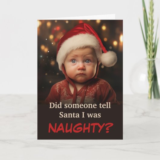 Little Boy Naughty List Weihnachtskarte Karte (Vorderseite)