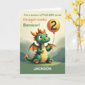 Little Boy Personalize 2 Birthday Niedlich Dragon Karte (Gelbe Blume)