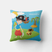 Little Boy Pirate mit Schatz und Papagei Kissen (Rückseite)