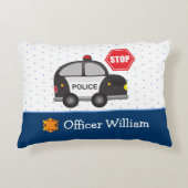 Little Boy Police Officer and Car Dekokissen (Vorderseite)