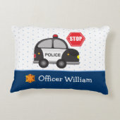 Little Boy Police Officer and Car Dekokissen (Rückseite)