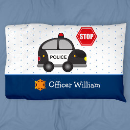 Little Boy Police Officer and Car Kissenbezug