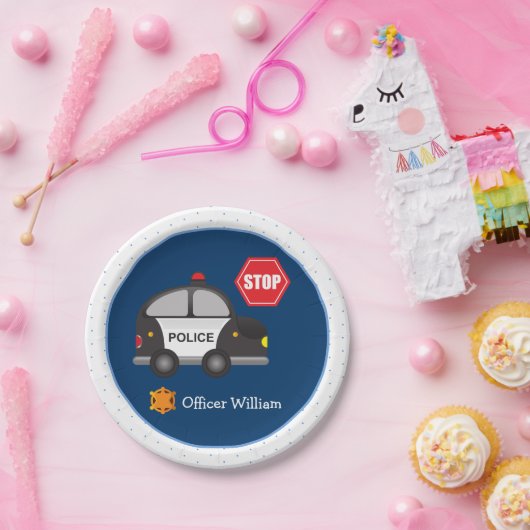 Little Boy Police Officer und Auto Kid Blue Pappteller (Party)