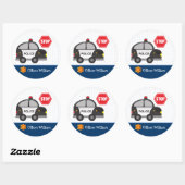 Little Boy Police Officer und Auto Kid Blue Runder Aufkleber (Blatt)