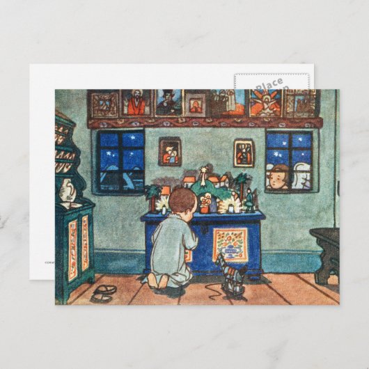 Little Boy Praying Feiertagspostkarte (Vorne/Hinten)