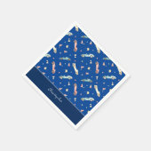 Little Boy Racing Car Watercolor Muster auf blau Serviette (Ecke)