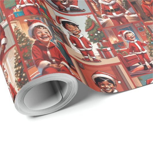Little Boy Santa Helper Geschenkpapier (Rolleneckpunkt)