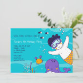 Little Boy Snorkeler Einladung (Stehend Vorderseite)