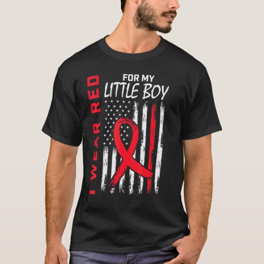 Little Boy Son Heart Disease Awareness Flag Matchi T-Shirt (Vorderseite)