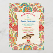 Little Boy spanischer mexikanischer Sombrero bunt Einladung (Vorne/Hinten)