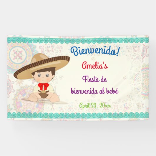 Little Boy Spanish Mexican Sombrero Niñ0 Banner (Horizontal)