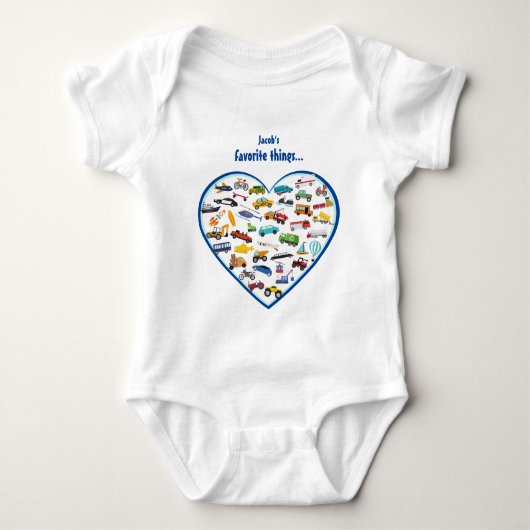 Little Boy Things That Move Vehicle Cars Pattern Baby Strampler (Vorderseite)