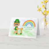 Little Boy with Harp, Rainbow, Saint Patrick's Day Karte (Gelbe Blume)
