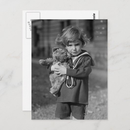Little Boy with Teddy Bar: 1923 Postkarte (Vorne/Hinten)