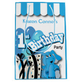 Little Boy's 1. Blue Elephant Geburtstag Mittlere Geschenktüte (Vorderseite)