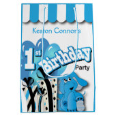 Little Boy's 1. Blue Elephant Geburtstag Mittlere Geschenktüte (Rückseite)