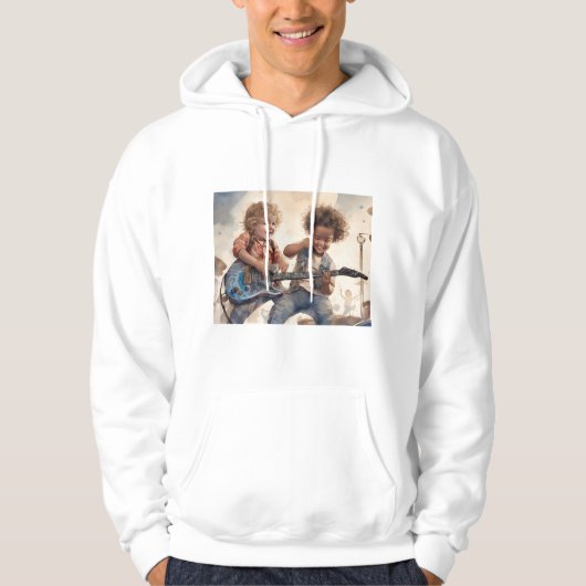 Little Boys Guitar Aquarellmalerei Kunstwerk Hoodie (Vorderseite)