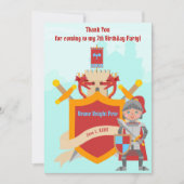 Little Brave Knight Birthday Party Dankeskarte (Vorderseite)