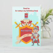Little Brave Knight Birthday Party Dankeskarte (Stehend Vorderseite)