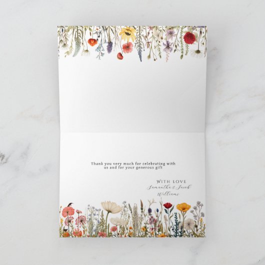 Little Bright Wildblume Blume Babydusche Dankeskarte (Innenseite)