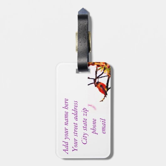 Little Bronze, Gold, Rot und lila Kolibri Gepäckanhänger (Rückseite vertikal)