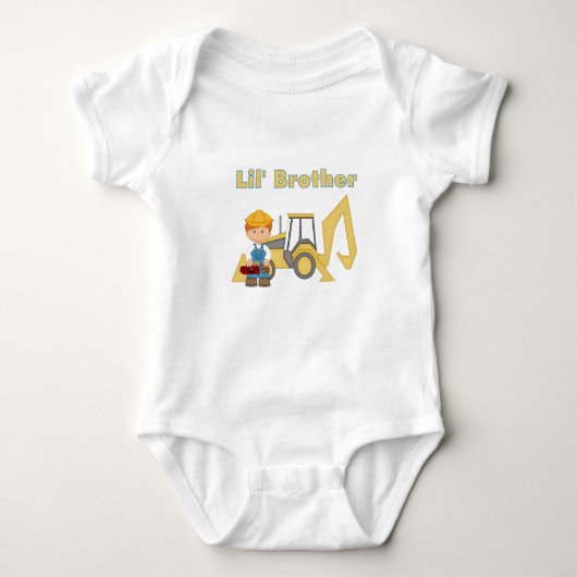Little Brother Backhoe Baby Strampler (Vorderseite)