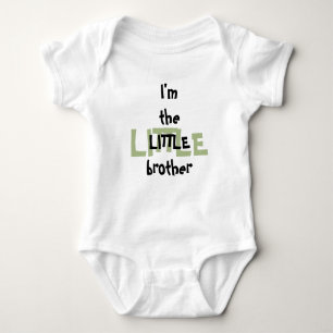 Little Brother Fun Green Black Text Baby Strampler