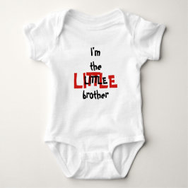 Little Brother Fun Red Black Text Baby Strampler
