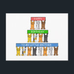 Little Brother Happy Birthday Niedlich Cats Postkarte<br><div class="desc">Drei Reihen von Cartoon-Katzen,  die farbenfrohe,  lange,  schlanke Banner aufhalten,  die "Herzlichen Glückwunsch zum Geburtstag meines kleinen Bruders" sagen.</div>