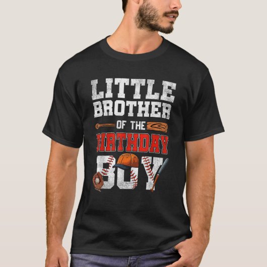 Little Brother Of The Birthday Boy Baseball Bday F T-Shirt (Vorderseite)