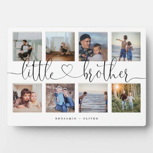 Little Brother Script Brothers Gift Foto Collage Fotoplatte (Vorderseite)