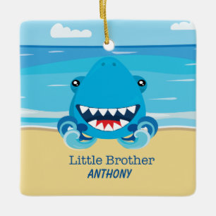 Little Brother Shark on Beach Ornament