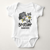 Little Brother Superhero Cat Custom Baby Strampler (Vorderseite)