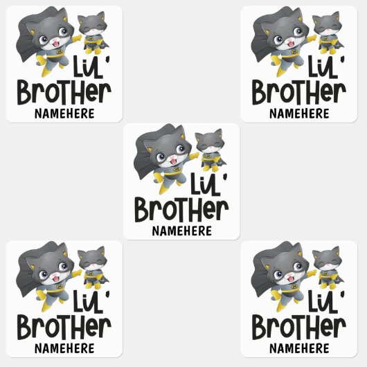 Little Brother Superhero Cat Custom Etiketten (Gruppe)