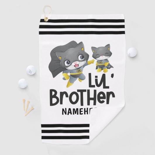 Little Brother Superhero Cat Custom Golfhandtuch (Insitu)