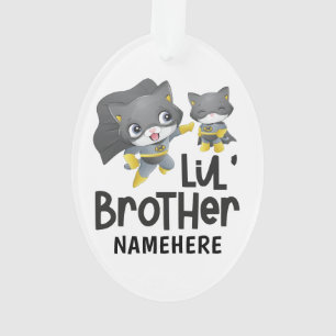Little Brother Superhero Cat Custom Ornament