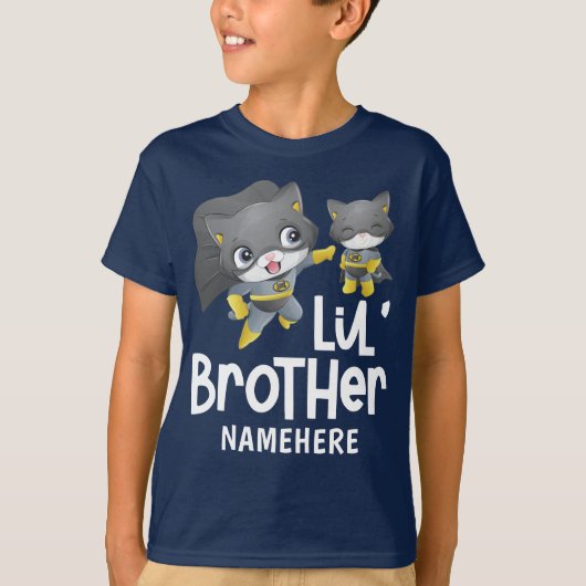 Little Brother Superhero Cat Custom T-Shirt (Vorderseite)