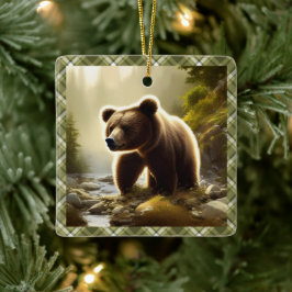 Little Brown Bar Wildlife Portrait Personalisiert Keramikornament