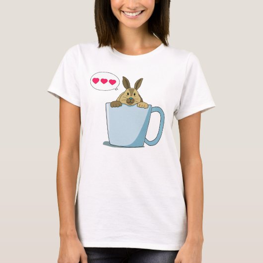 Little Brown bunny Say " Hi " T-Shirt (Vorderseite)
