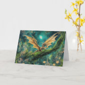 Little Brown Dragon Birthday Karte (Gelbe Blume)