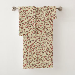 Little Brown Floral on Cream Badhandtuch Set