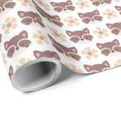 Little Brown Raccoon Face auf Weiß Geschenkpapier (Rolleneckpunkt)