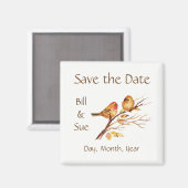 Little Brown Red Birds - Save the Date benutzerdef Magnet (Vorderseite/Rückseite)