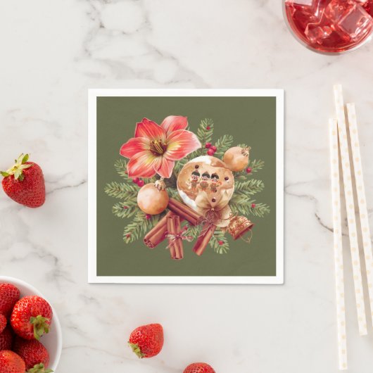 Little Brownies Gingerbread with Red Amaryllis Serviette (Beispiel)