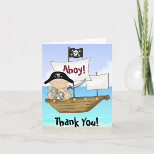Little Buccaneer Baby Boy Pirat Thank You Cards Dankeskarte