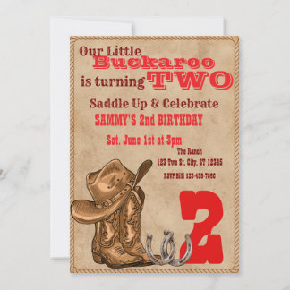 Little Buckaroo Two, Western 2nd Birthday Einladung