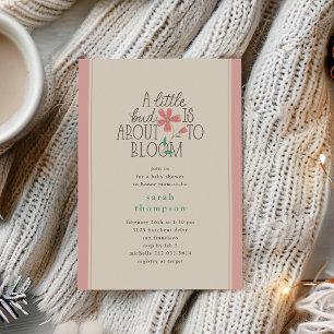 Little Bud Floral Hand Lettering Baby Dusche Einladung