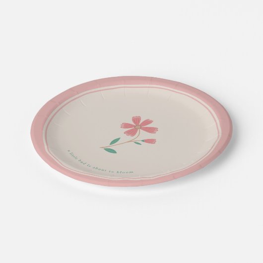 Little Bud Floral Hand Lettering Stickers Pappteller (Schrägansicht)