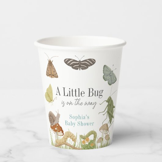 Little Bug Insects Mushroom Boy Baby Shower Pappbecher (Vorderseite)